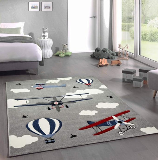 CARPETIA Tappeto per Bambini  Biplano Mongolfiere 80x150 cm