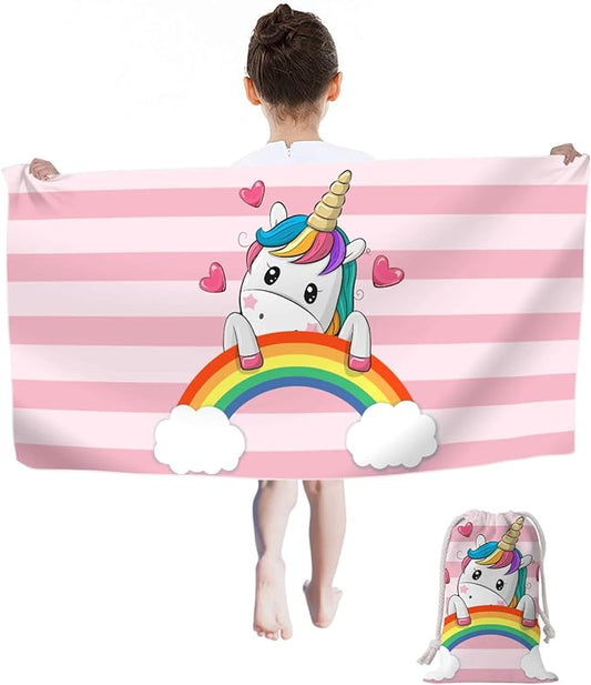 Telo da spiaggia con unicorno in microfibra 60 x 120 cm + borsa