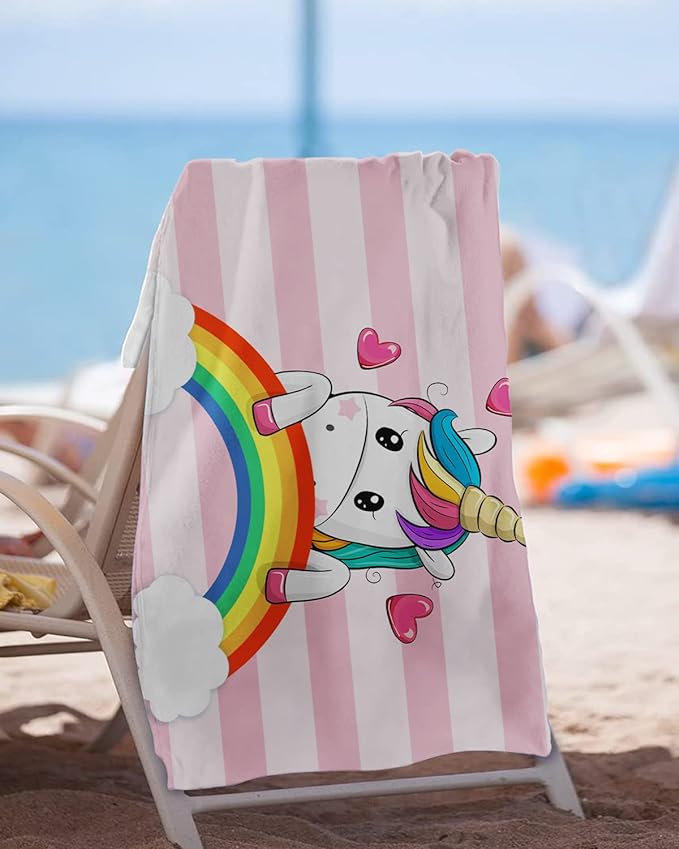 Telo da spiaggia con unicorno in microfibra 60 x 120 cm + borsa