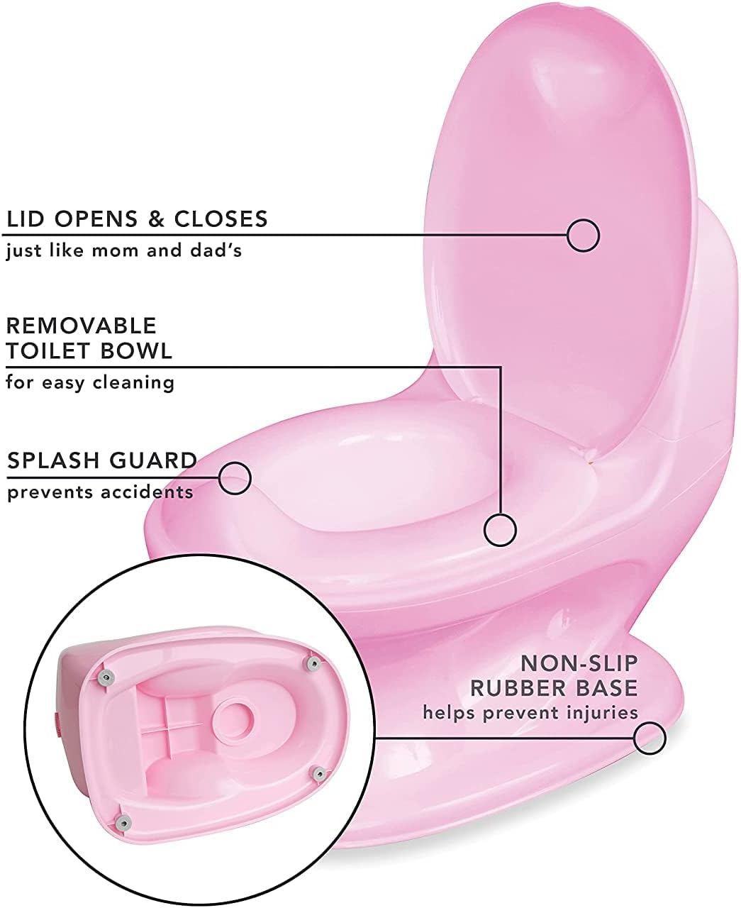 Nuby Dr. Talbot's - My Real Potty - Vasino per bambini rosa con suono di sciacquone