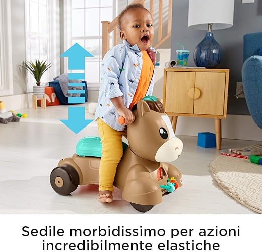 Fisher-Price, Pony Salta in Sella 2-in-1 con Suoni e 3 modalità di Gioco