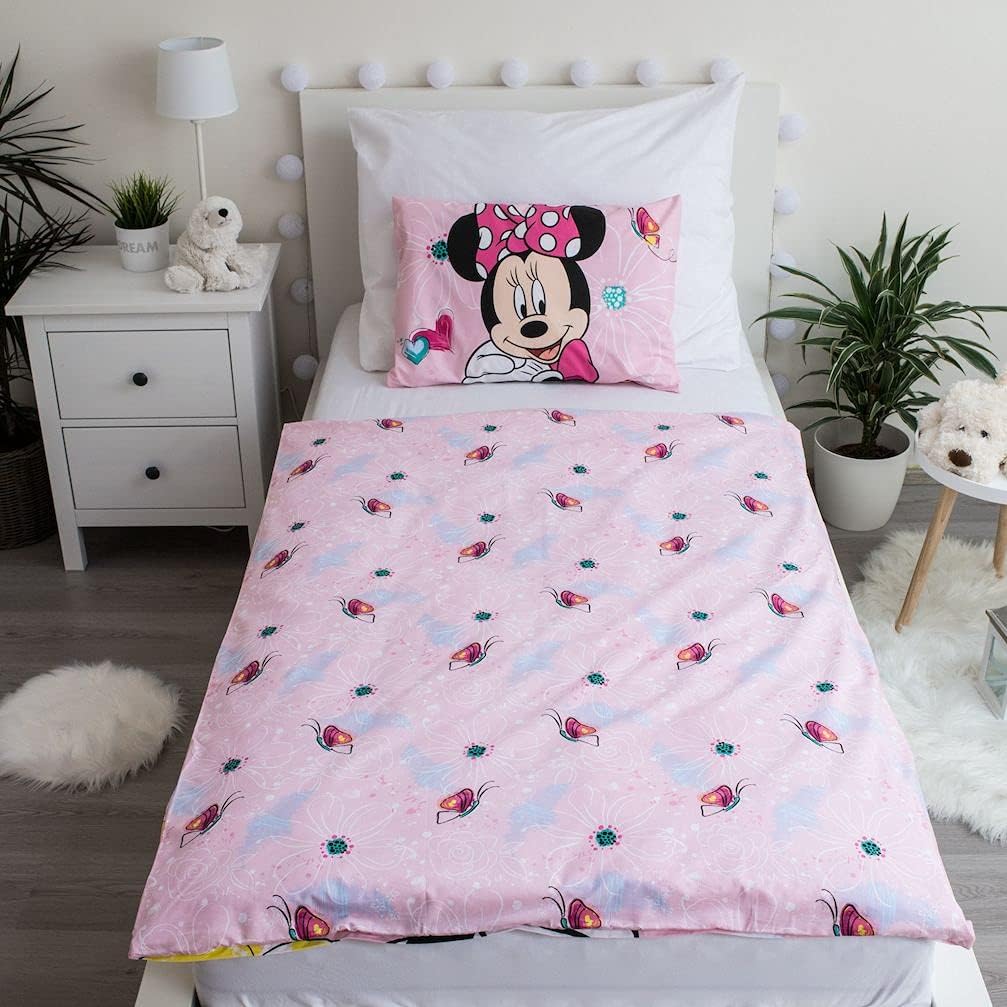 Set letto in cotone con copripiumino + federa Minnie Mouse 100 x 135 cm (lettino)