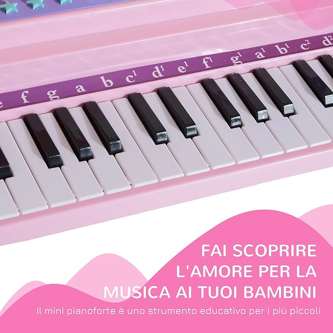 HOMCOM Pianoforte Giocattolo per Bambini con Microfono