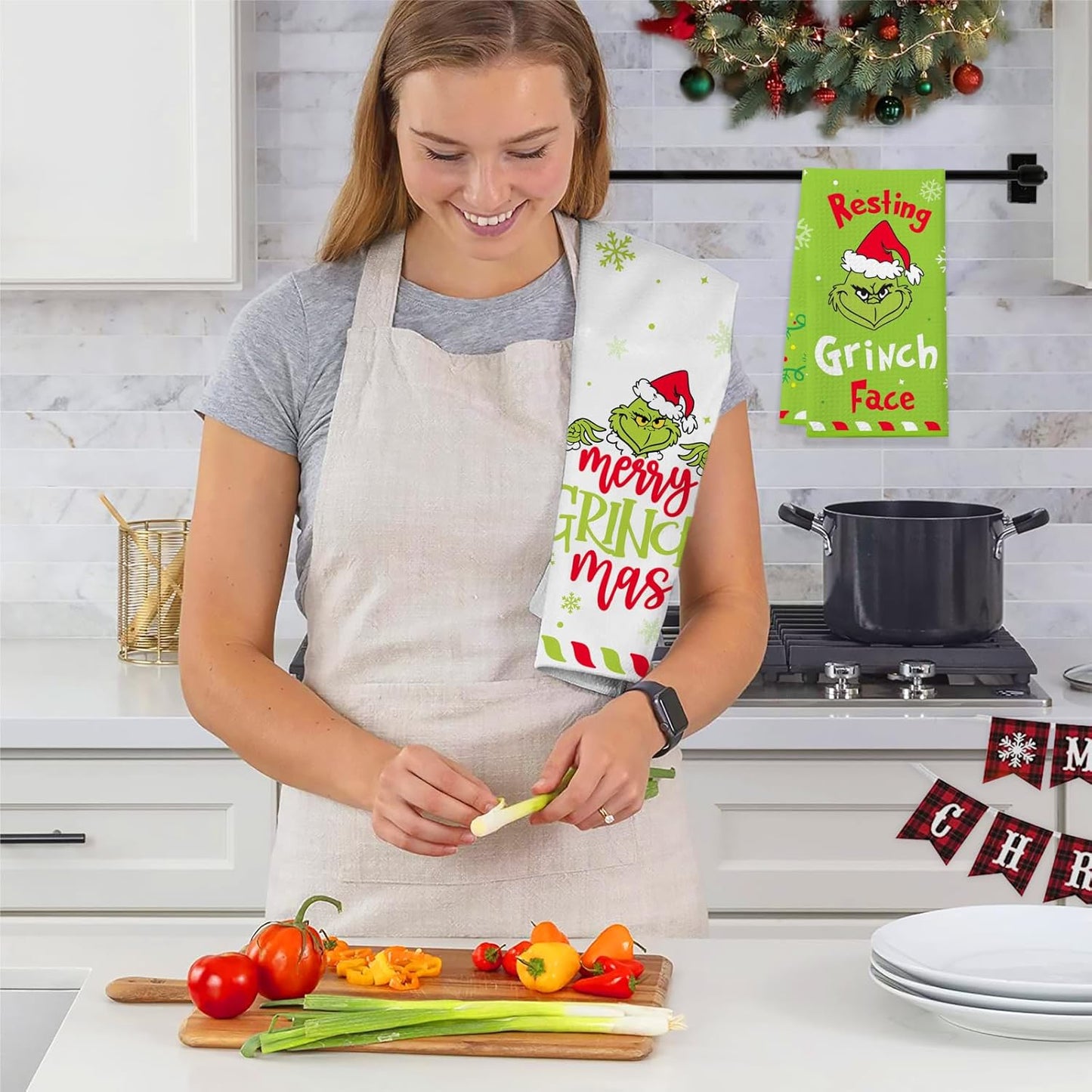 Asciugamani da Cucina Natalizi Grinch 2 pezzi