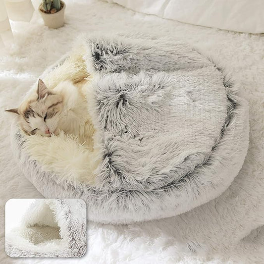 Xpnit Cuccia per Gatti semichiusa in peluche 50cm