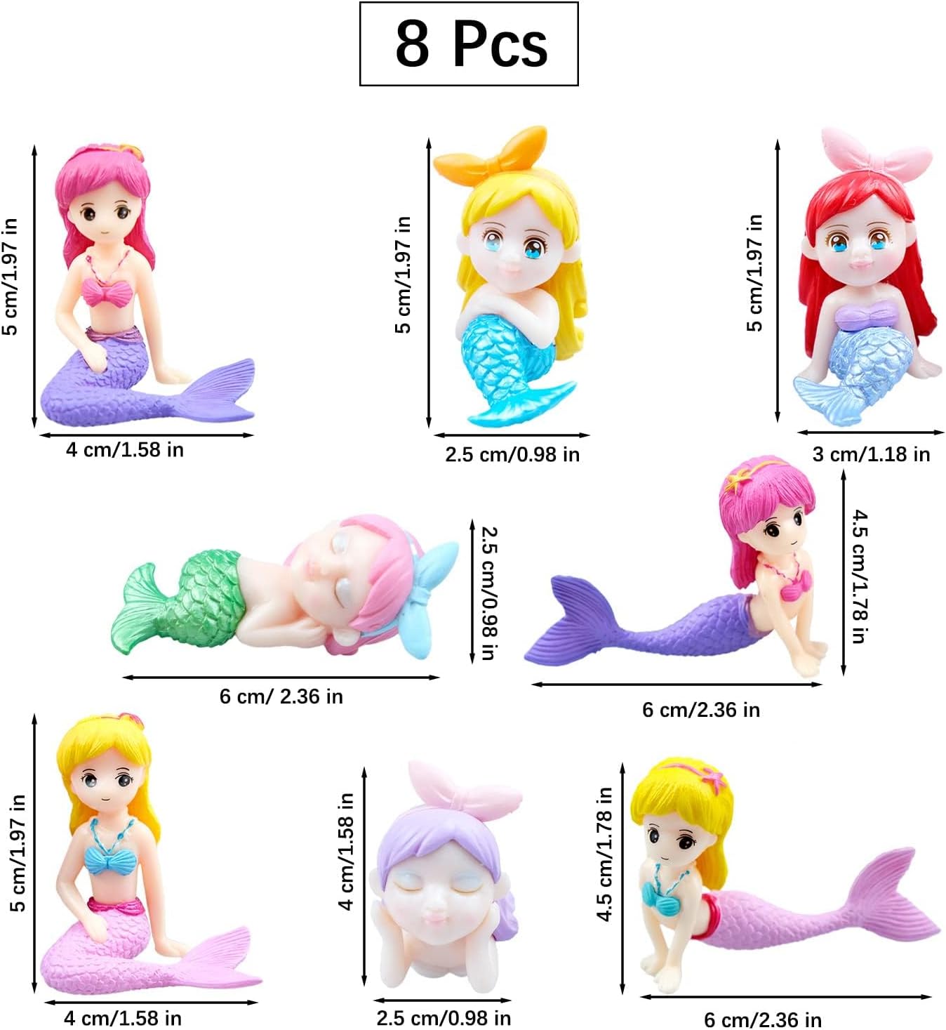 Decorazioni Cake Topper 8 Pezzi Sirena