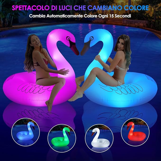 DeeprBling Cigno Gonfiabile con Luce che Cambia Colore