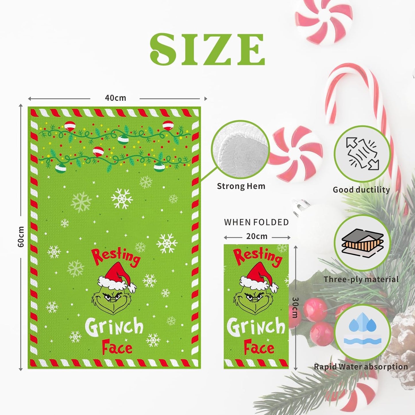 Asciugamani da Cucina Natalizi Grinch 2 pezzi