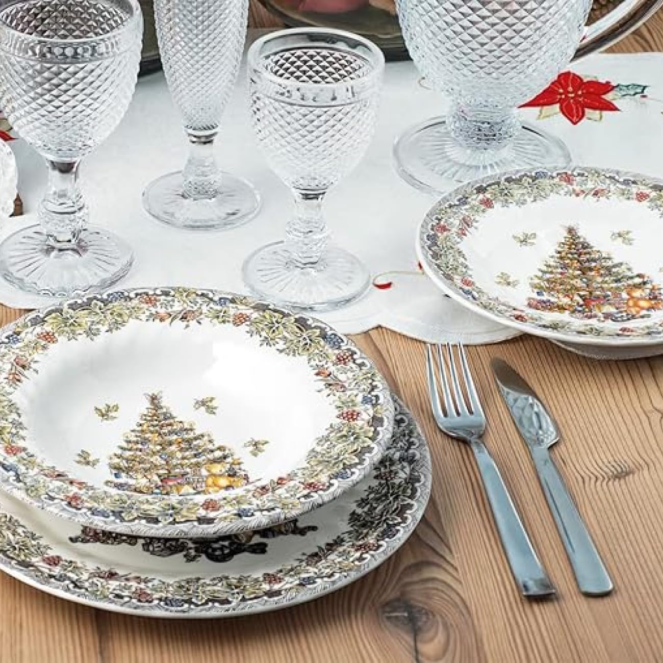 Churchill Season Greetings Servizio Tavola, Stone Ware, Bianco Avorio, 18 unità