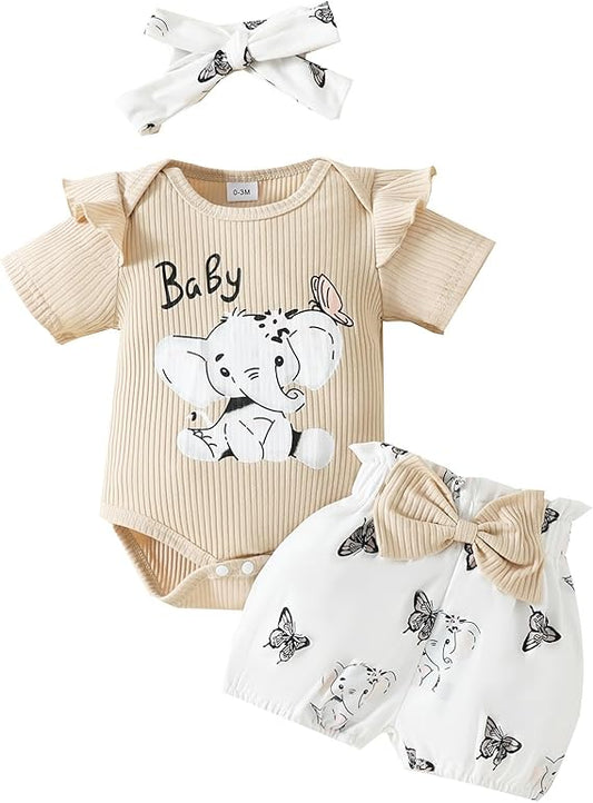 Completo per Neonata beige Elefante