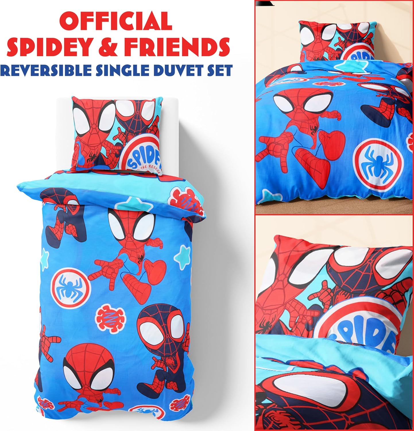 Spiderman Set Singolo Copripiumino Double Face e Federa