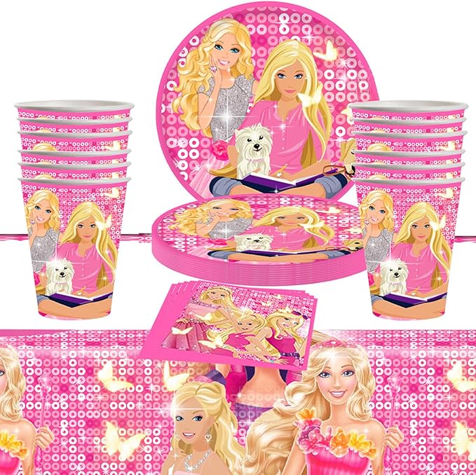 Set di stoviglie di compleanno Barbie (41 Pezzi)