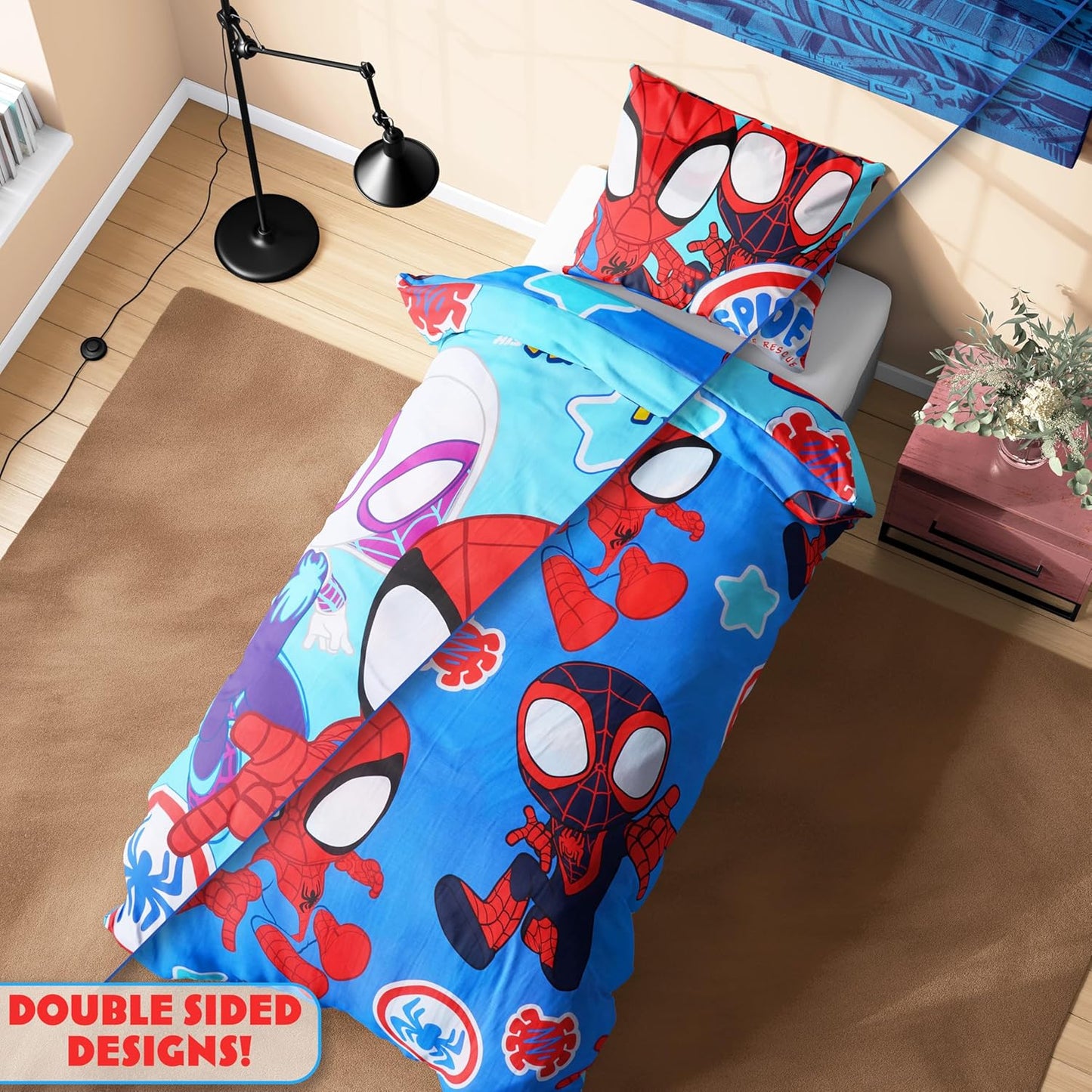 Spiderman Set Singolo Copripiumino Double Face e Federa