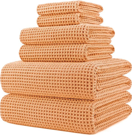 POLYTE set di asciugamani da bagno in microfibra 6 Pezzi Arancione