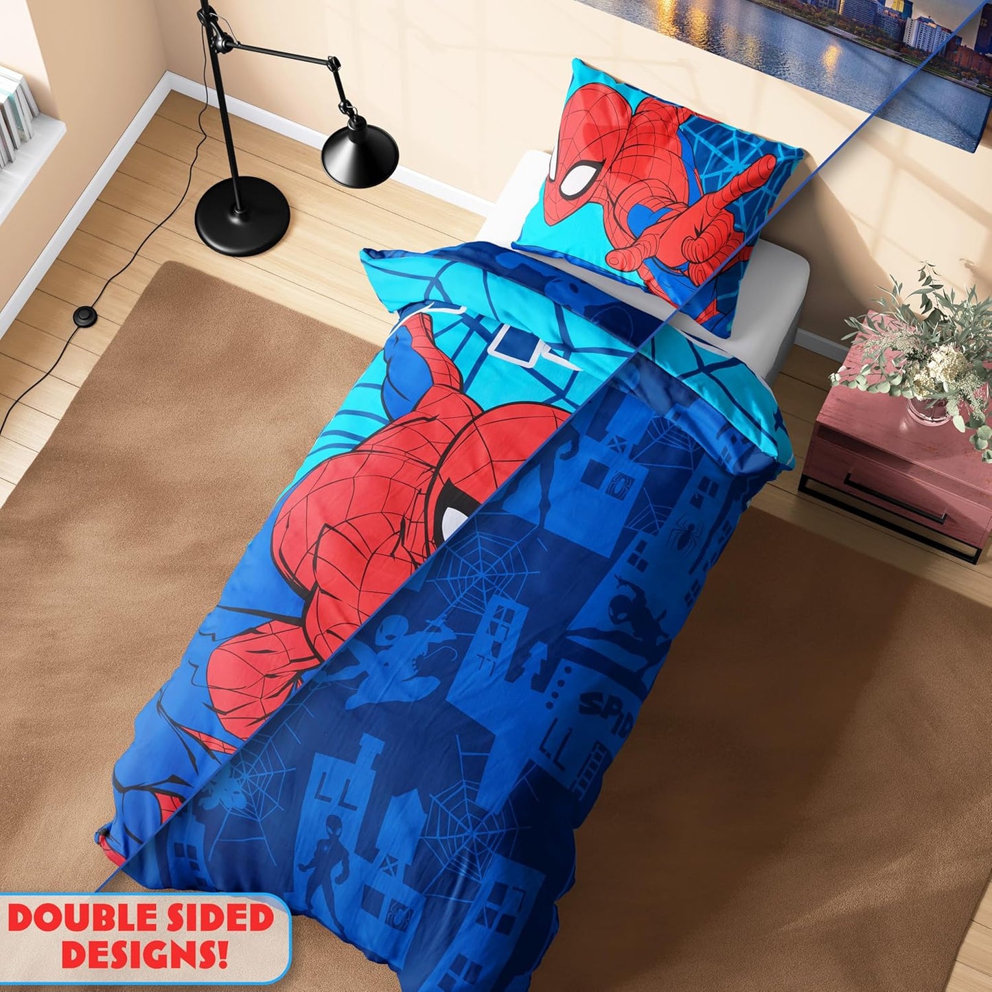 Spiderman Set Singolo Copripiumino Double Face e Federa