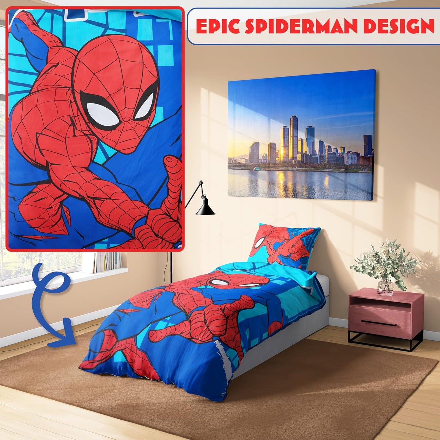 Spiderman Set Singolo Copripiumino Double Face e Federa