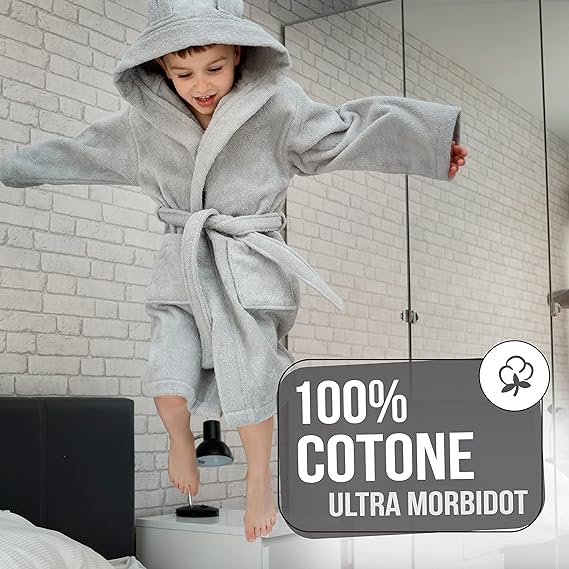 Twinzen - Accappatoio Bambini Cotone OEKO-TEX® Senza Prodotti Chimici