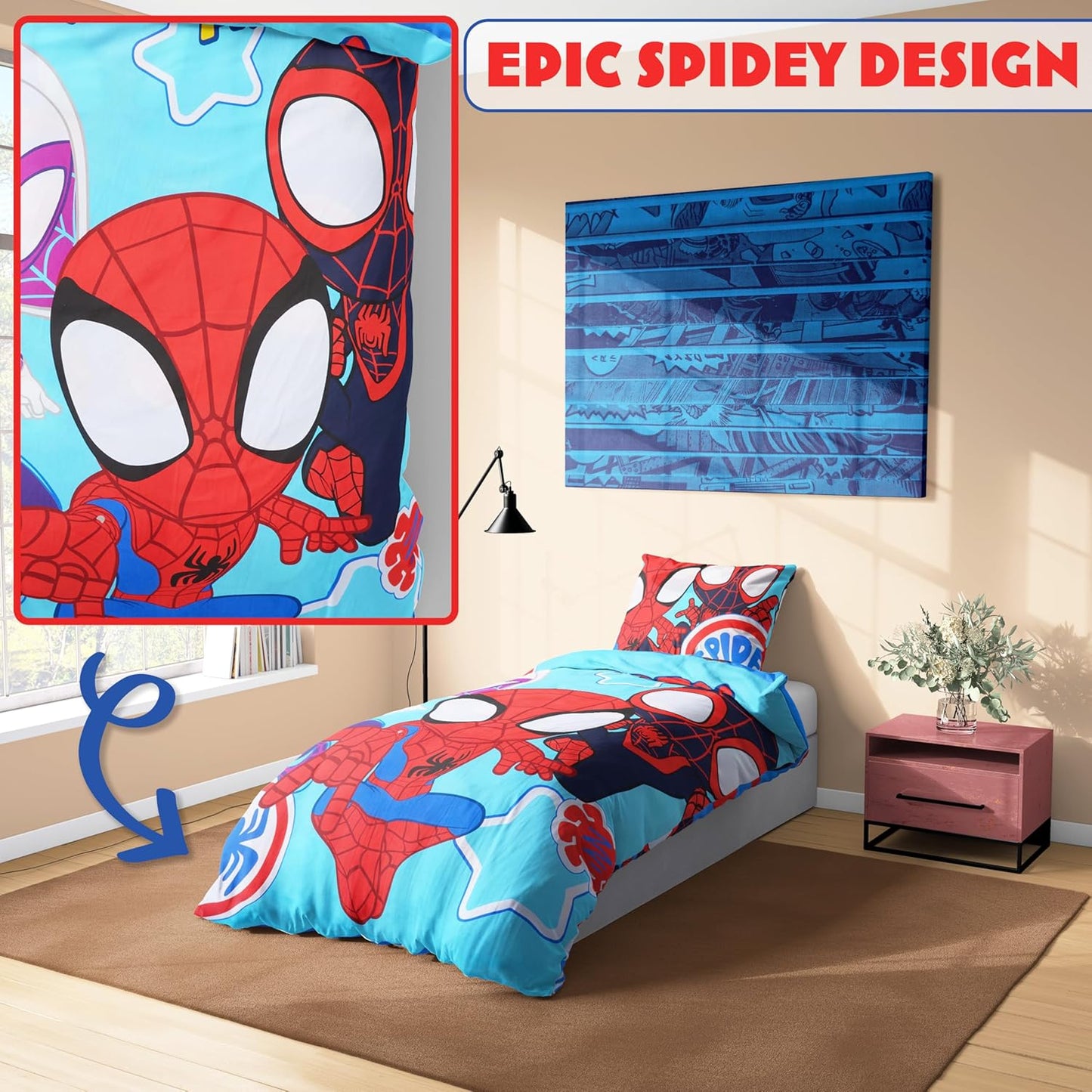 Spiderman Set Singolo Copripiumino Double Face e Federa