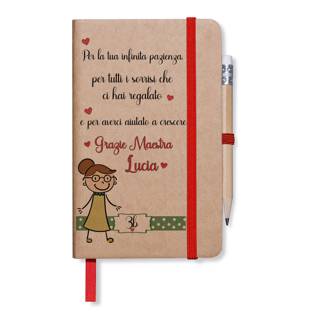 Agenda personalizzata " Grazie maestra" col nome