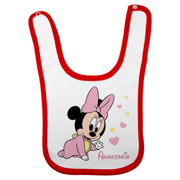 Bavaglino neonata personalizzato con nome baby minnie