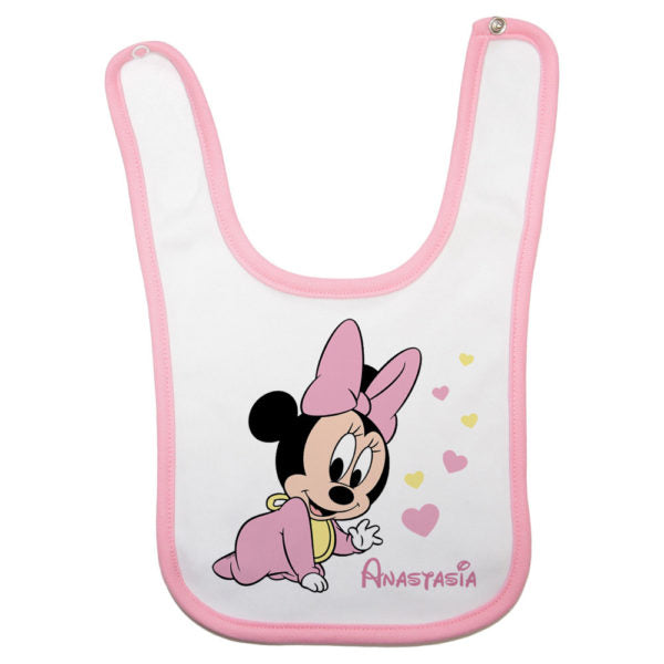 Bavaglino neonata personalizzato con nome baby minnie