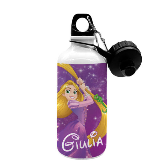 Borraccia in alluminio 500ml personalizzata con nome Rapunzel