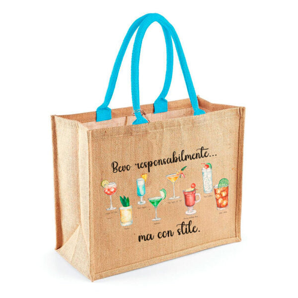 Borsa in Juta “Bevo responsabilmente… Ma con stile” – Linea Cocktail