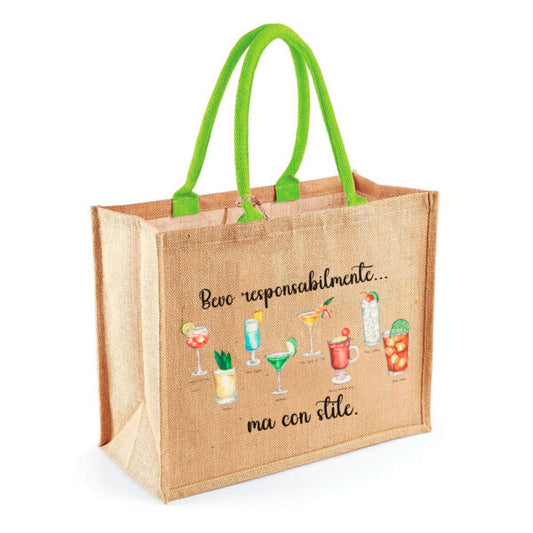 Borsa in Juta “Bevo responsabilmente… Ma con stile” – Linea Cocktail