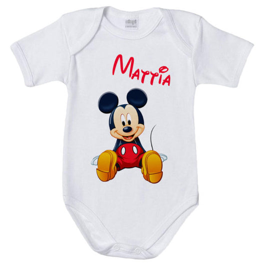 Body neonato personalizzato con nome cute topolino