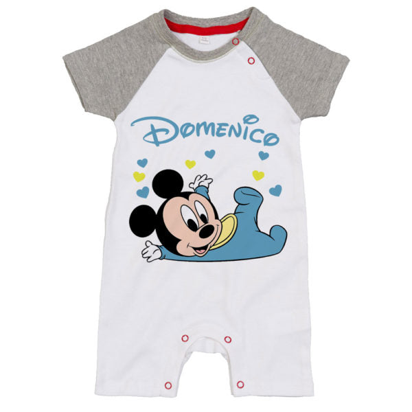 Pagliaccetto neonato personalizzato con nome baby topolino