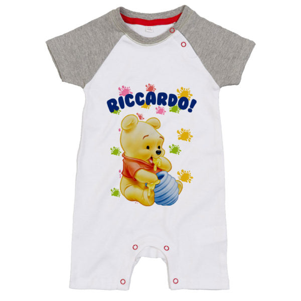 Pagliaccetto neonato personalizzato con nome baby winnie the pooh