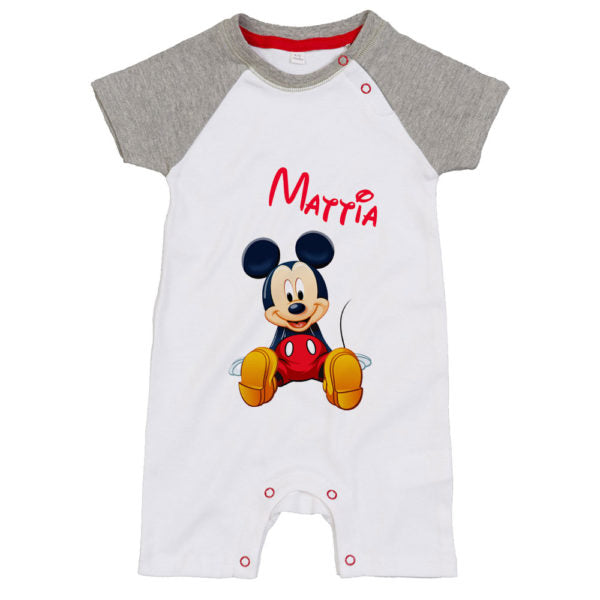 Pagliaccetto neonato personalizzato con nome cute topolino