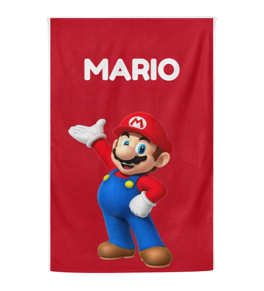 Telo mare in microfibra personalizzato con nome Super Mario