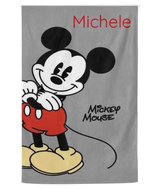 Telo mare in microfibra personalizzato con nome  Mickey Mouse