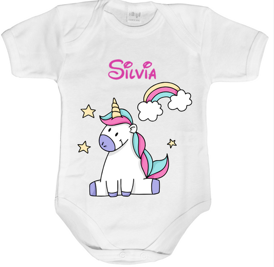 Body neonata personalizzato con nome unicorno