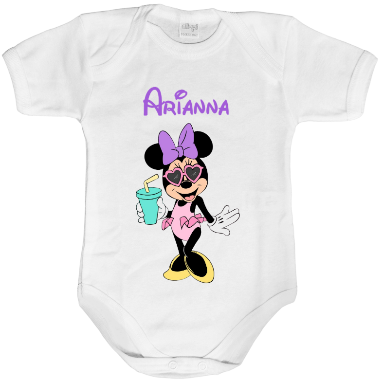 Body neonata personalizzato con nome Minnie al mare