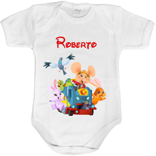 Body neonato personalizzato con nome Topo Gigio and friends