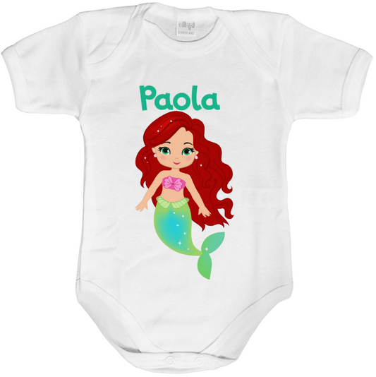 Body neonata personalizzato con nome baby sirenetta