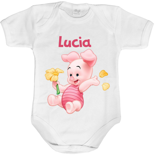 Body neonata personalizzato con nome baby piglet