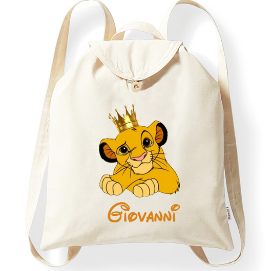 ZAINO IN COTONE PERSONALIZZATO SIMBA RE