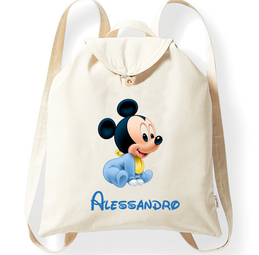 ZAINO IN COTONE PERSONALIZZATO BABY TOPOLINO