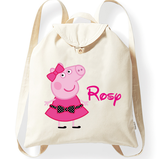 ZAINO IN COTONE PERSONALIZZATO PEPPA PIG