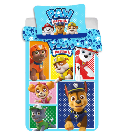 Paw Patrol - Set di biancheria da letto in cotone con copripiumino + federa