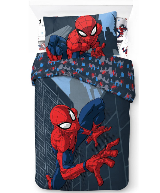 Set di Biancheria da Letto singolo in 3 Pezzi Spiderman