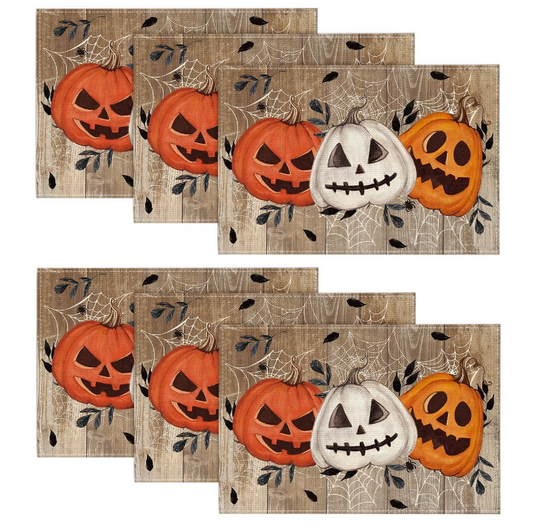 Artoid Mode Planken - Set di 6 tovagliette per Halloween, 30 x 45 cm, lavabili