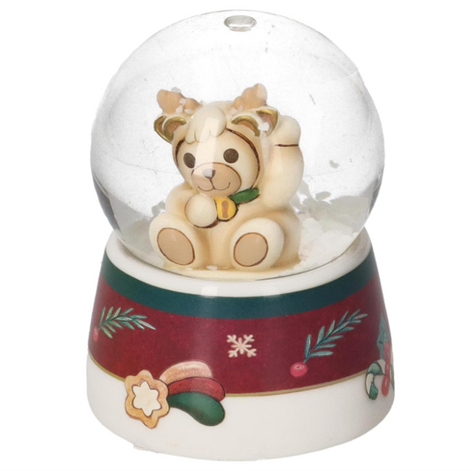 THUN - Boule de Neige con Teddy Vestito da Renna in Resina