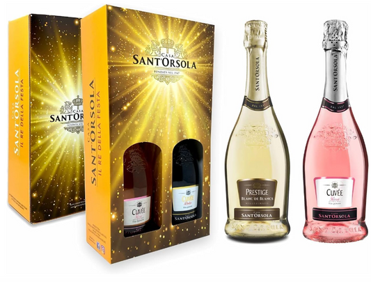 Casa Sant'Orsola - Set Vino Cuvèe Prestige Blanc de Blancs e Rosè 12%, da Prestigiosa Uva Italiana, Gusto Dolce con Note Fruttate e Aromatiche, 2x750 ml