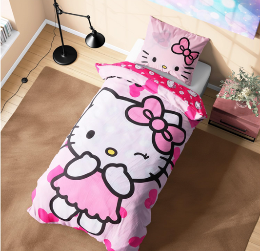 Set Copripiumino e Federa Singolo Double Face Hello Kitty