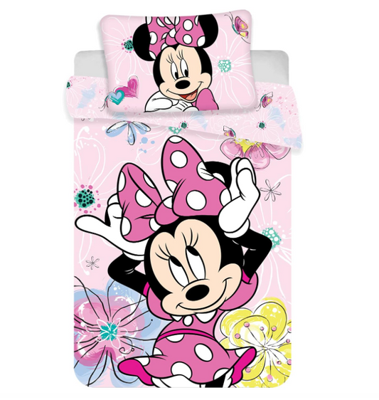 Set letto in cotone con copripiumino + federa Minnie Mouse 100 x 135 cm (lettino)