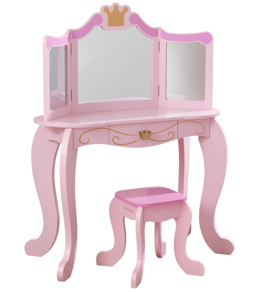 KidKraft Toeletta Principessa con Specchio e Sgabello in Legno per Bambini